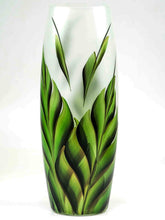 Load image into Gallery viewer, Tropical leaves | Ikebana Floor Vase | Large Handpainted Glass Vase for Flowers | Room Decor | Floor Vase 16 inch
