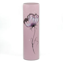 Load image into Gallery viewer, Gentle flower | Art decorated glass vase | Glass vase for flowers | Cylinder Vase | Interior Design | Home Decor | Large Floor Vase 16 inch
