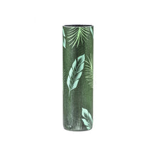 Load image into Gallery viewer, Glass vase for flowers | Cylinder Vase | Interior Design | Home Decor | Large Floor Vase 16 inch | Tropical leaves decorated vase
