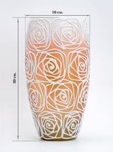 Load image into Gallery viewer, Handpainted Glass Vase for Flowers | Painted Art Glass Orange Oval Vase | Interior Design Home Room Decor | Table vase 12 in
