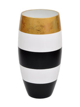Load image into Gallery viewer, Gold Black White Handpainted Glass Vase for Flowers | Painted Art Glass Oval Vase | Interior Design Home Decor | Table vase 12 inch.
