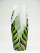 Load image into Gallery viewer, Tropical leaves | Ikebana Floor Vase | Large Handpainted Glass Vase for Flowers | Room Decor | Floor Vase 16 inch
