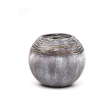 Load image into Gallery viewer, Art Decorated Gray Glass Vase for Flowers | Painted Art Glass Round Vase | Interior Design Home Room Decor | Table vase 6 inch
