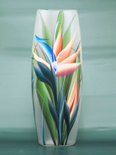 Load image into Gallery viewer, Ikebana Floor Vase | Tropical flower | Strelitzia | Large Handpainted Glass Vase for Flowers | Room Decor | Floor Vase 16 inch
