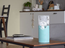 Load image into Gallery viewer, Handpainted Glass Vase for Flowers | Painted Art Glass Blue Cylinder Vase | Interior Design Home Decor | Table vase 12 inch.
