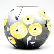 Load image into Gallery viewer, Handpainted Glass Vase for Flowers | Painted Art Glass Yellow Round Bubble Vase | Interior Design Home Room Decor | Table vase 6 inch
