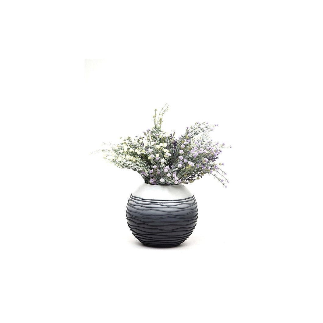 Handpainted Glass Vase for Flowers | Painted Art Glass Round Waves Vase | Interior Design Home Room Decor | Table vase 6 inch