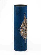 Load image into Gallery viewer, Gold leaf decorated glass vase | Glass vase for flowers | Cylinder Vase | Interior Design | Home Decor | Large Floor Vase 16 inch
