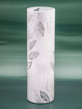 Load image into Gallery viewer, Silver leaves | Handmade art glass vase | Glass vase for flowers | Cylinder Vase | Interior Design | Home Decor | Large Floor Vase 16 inch
